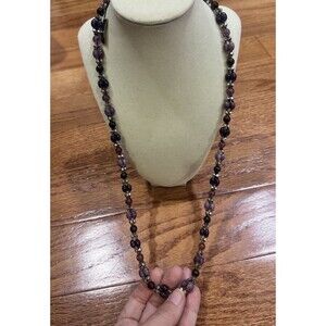 Vintage Multi Shades Of Purple Beaded Twisted Necklace NEW